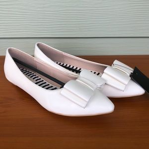 White Ballet Flats with adorable bow detail
